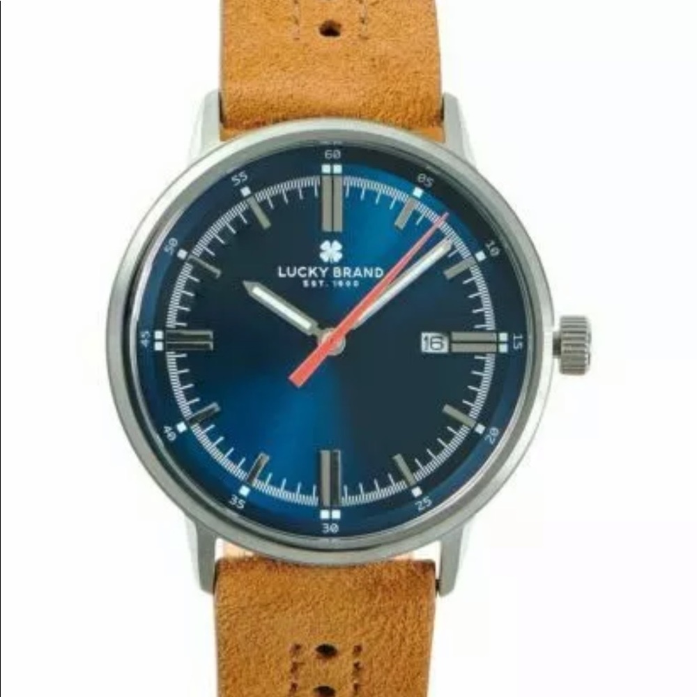 J40 Lucky Brand Fairfax Tan Suede Strap Watch NEW